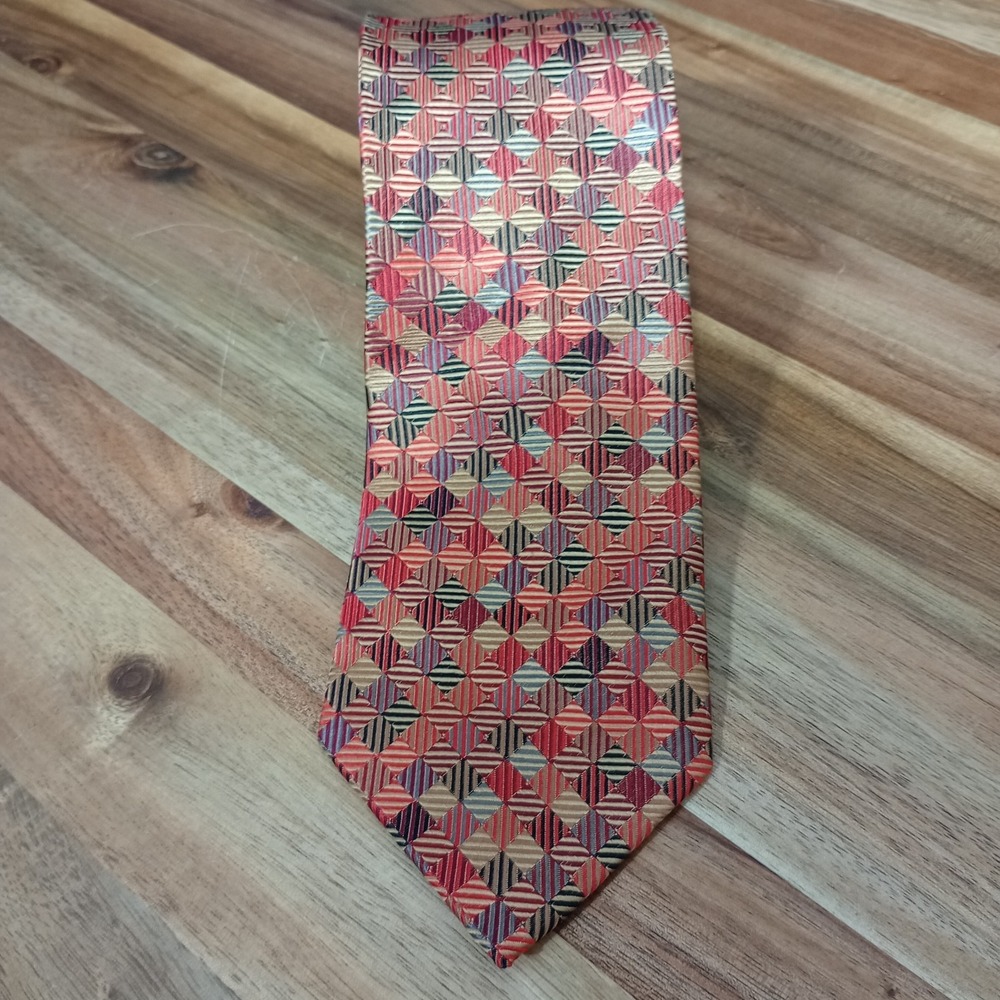 Peacock Tie‎ Necktie 100% Pure Silk Multicolor Colorful Geometric Abstract
